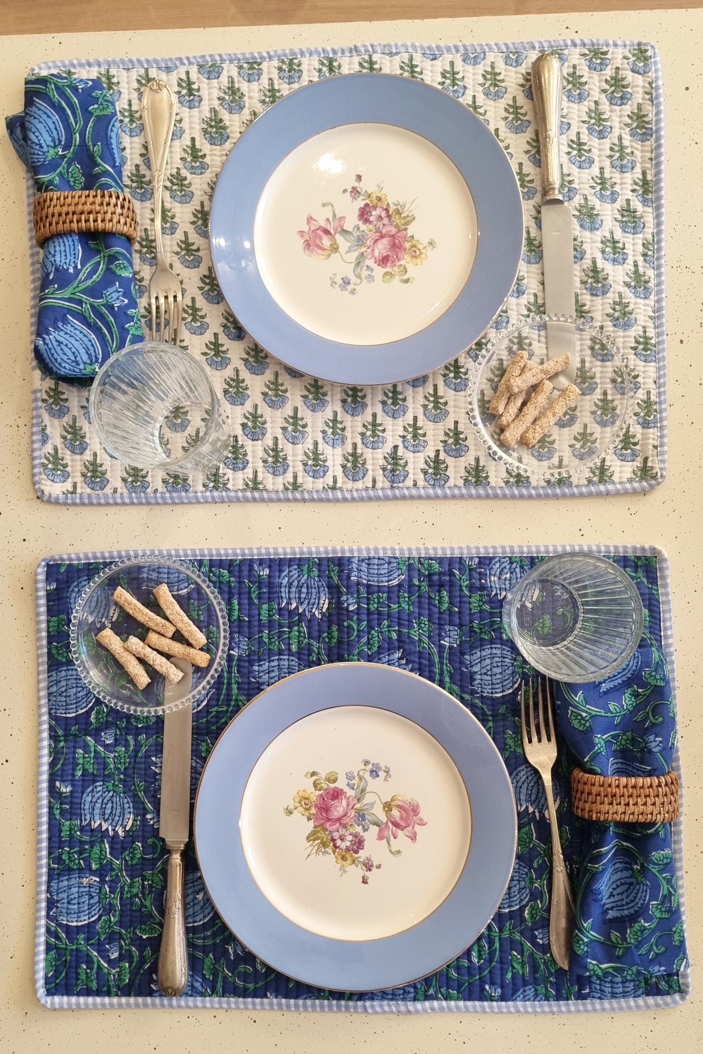 Individual reversible - N.º 10 Flor azul