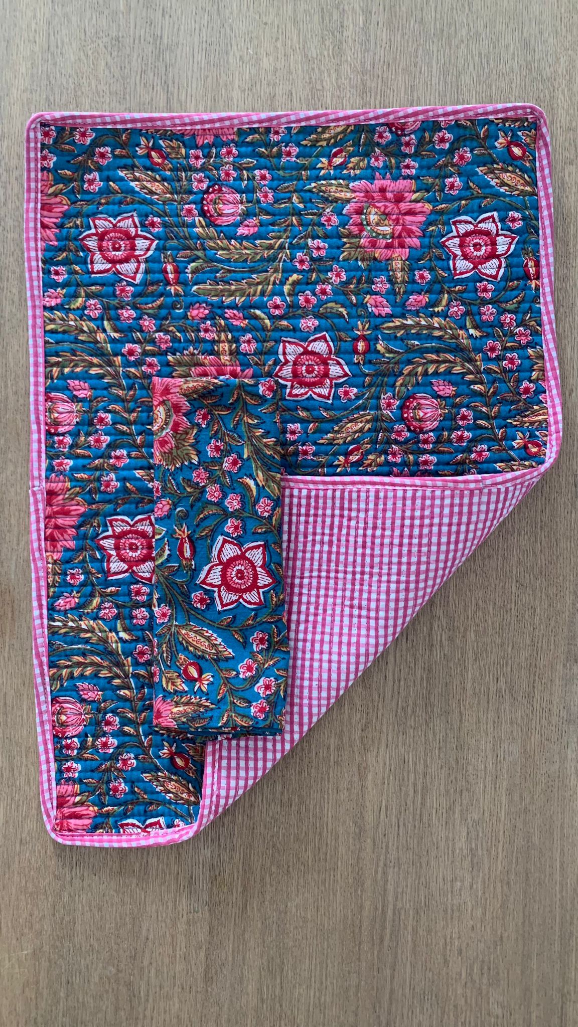 Pack de 2 individuales reversibles - Azul con flores