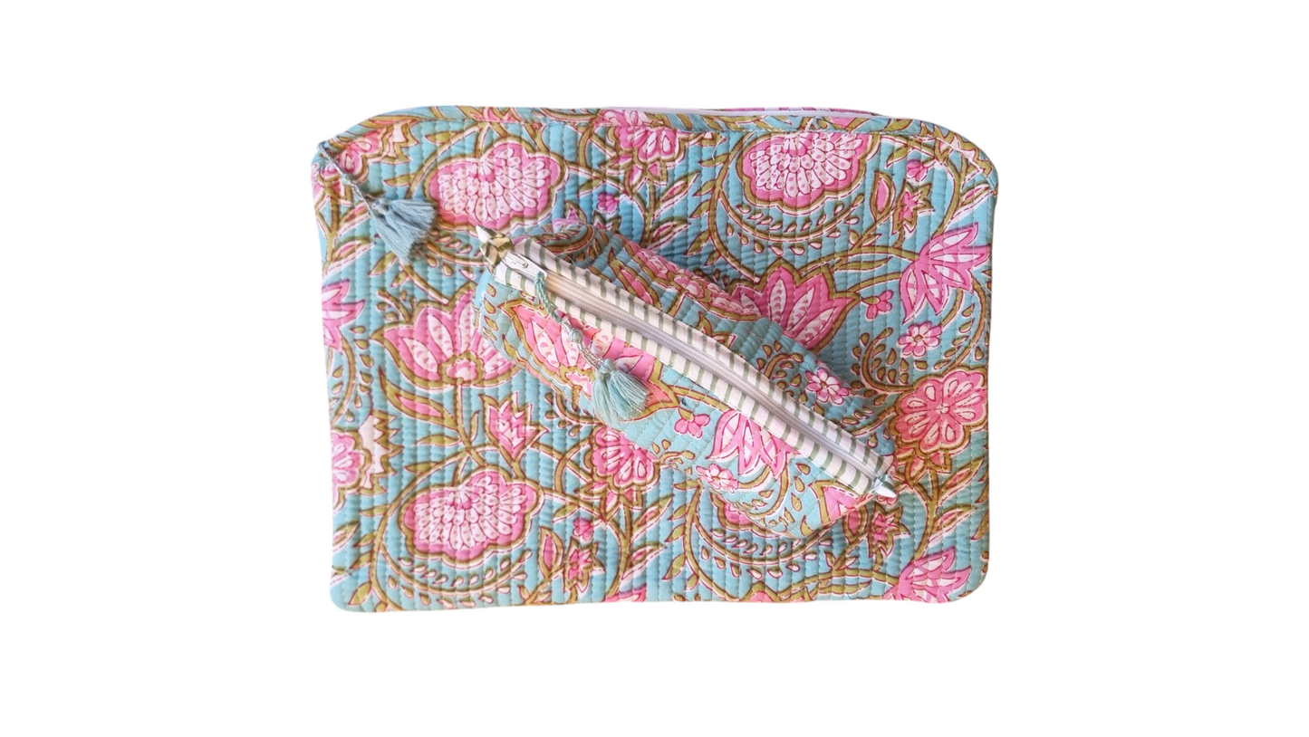 Funda de ordenador - Turquesa flor rosa