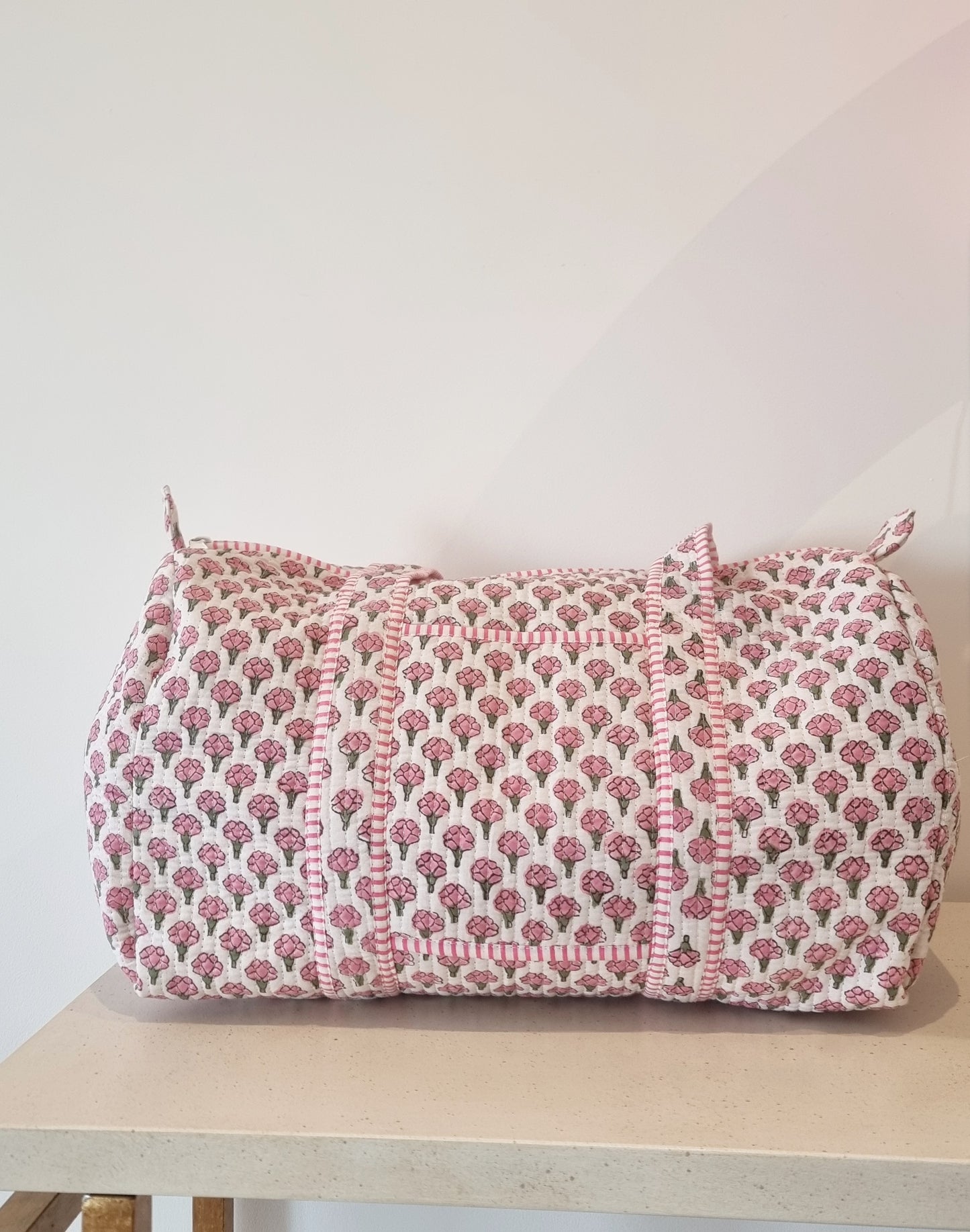 Bolsa de fin de semana - Blanca y rosa