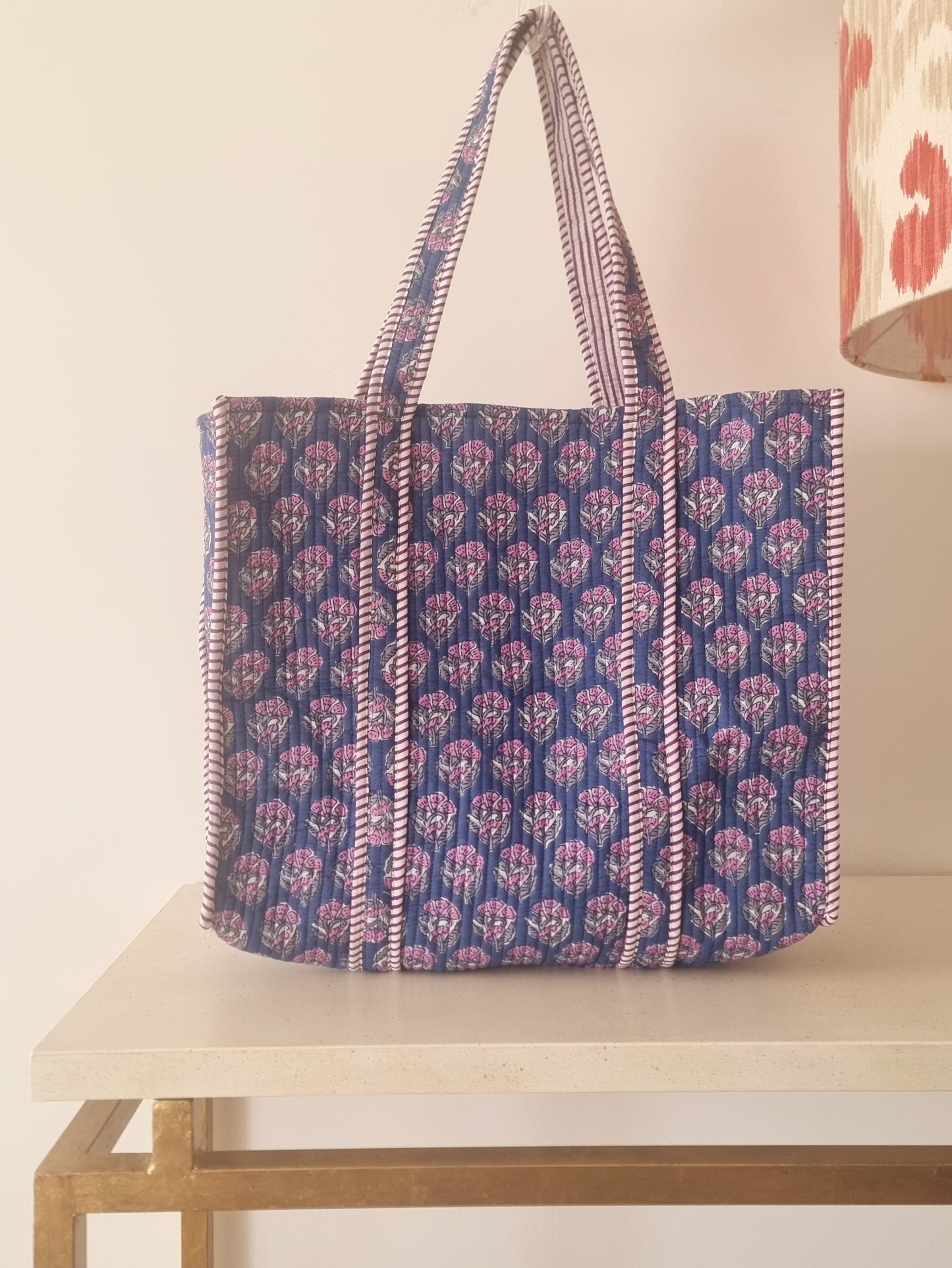 Tote Bag - Azul flor rosa