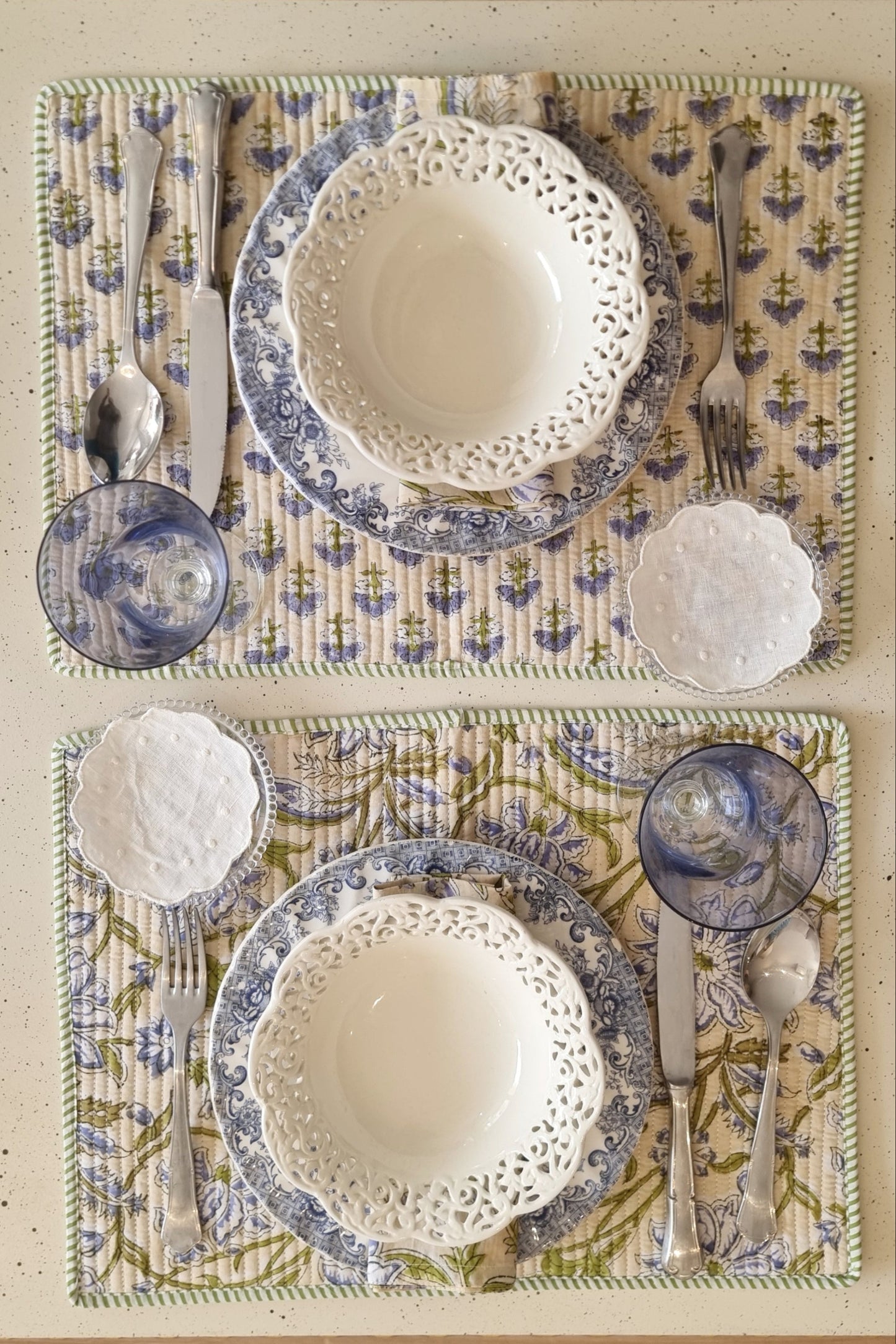 Individual reversible N.º2 - Crudo y azul