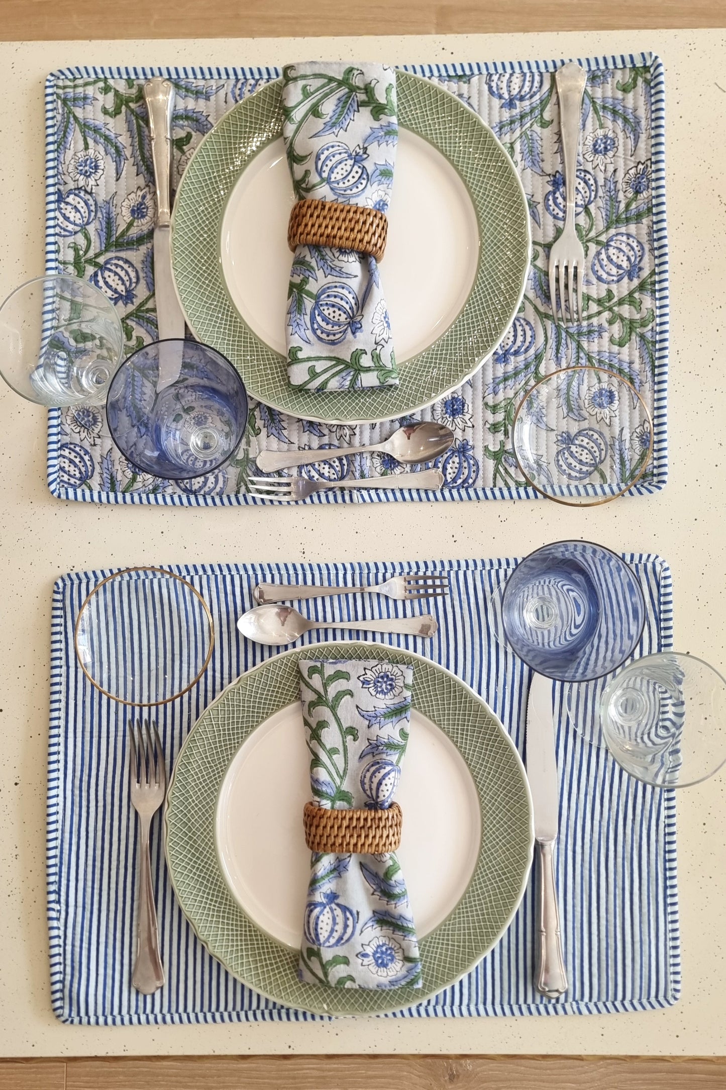 Individual reversible - N.º 7 Gris y azul