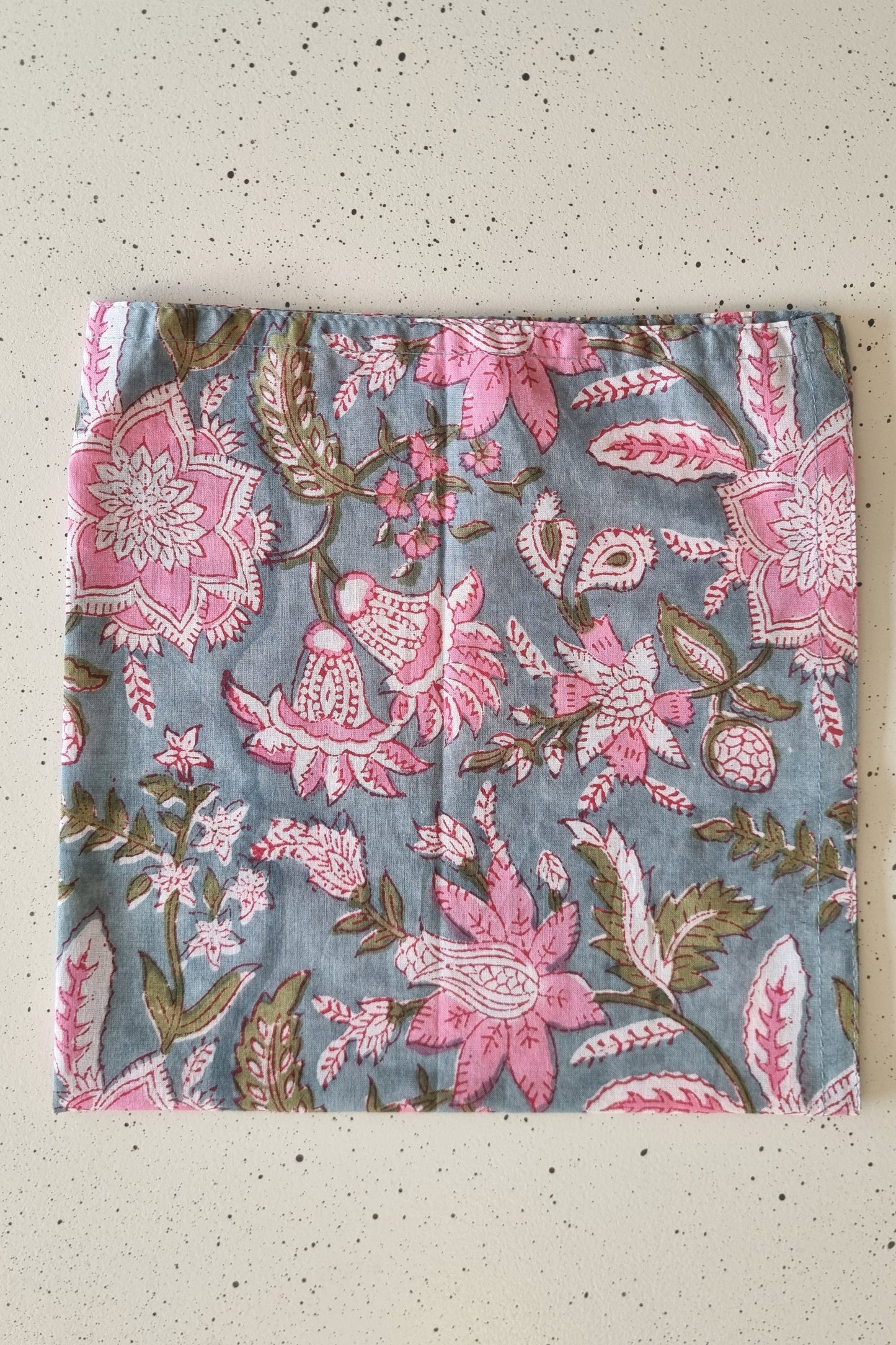 Servilleta N.º5 Verde turquesa flores