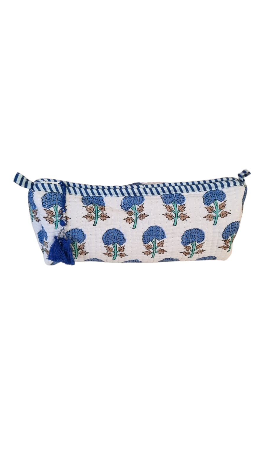 Estuche - Blanco flores azules