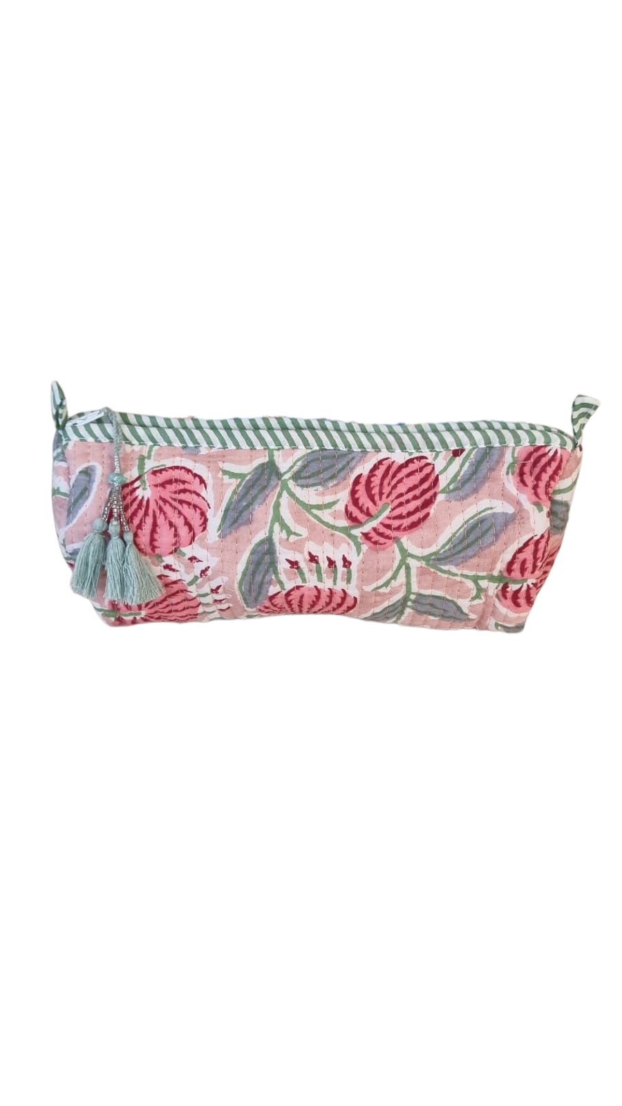 Bolsa de tela grande - Flor verde y rosa