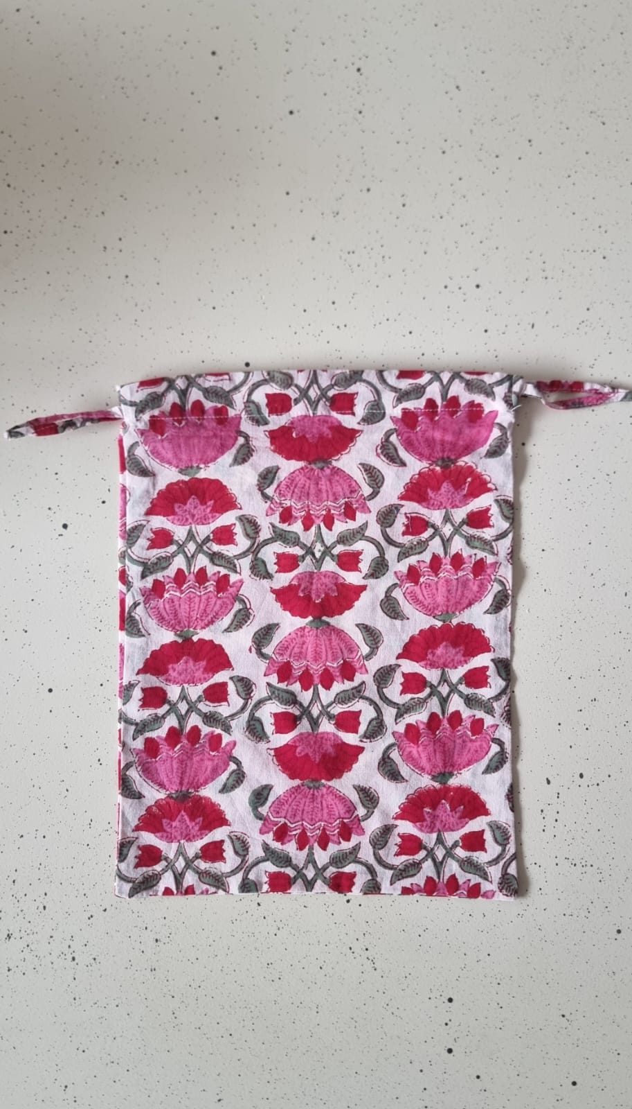 Bolsa de tela grande - Flor roja y rosa