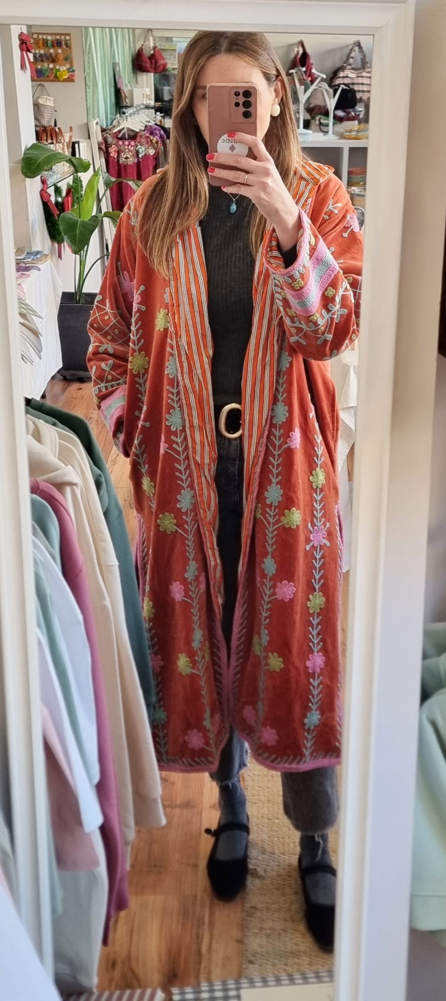 Kimono de terciopelo naranja