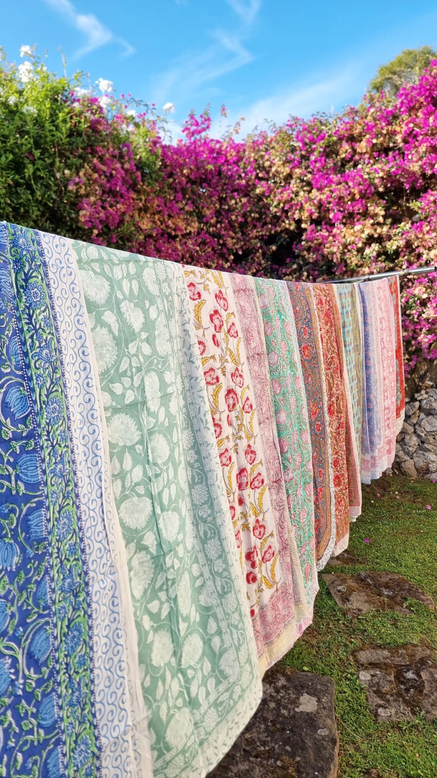 Pareo flores azul y rosa