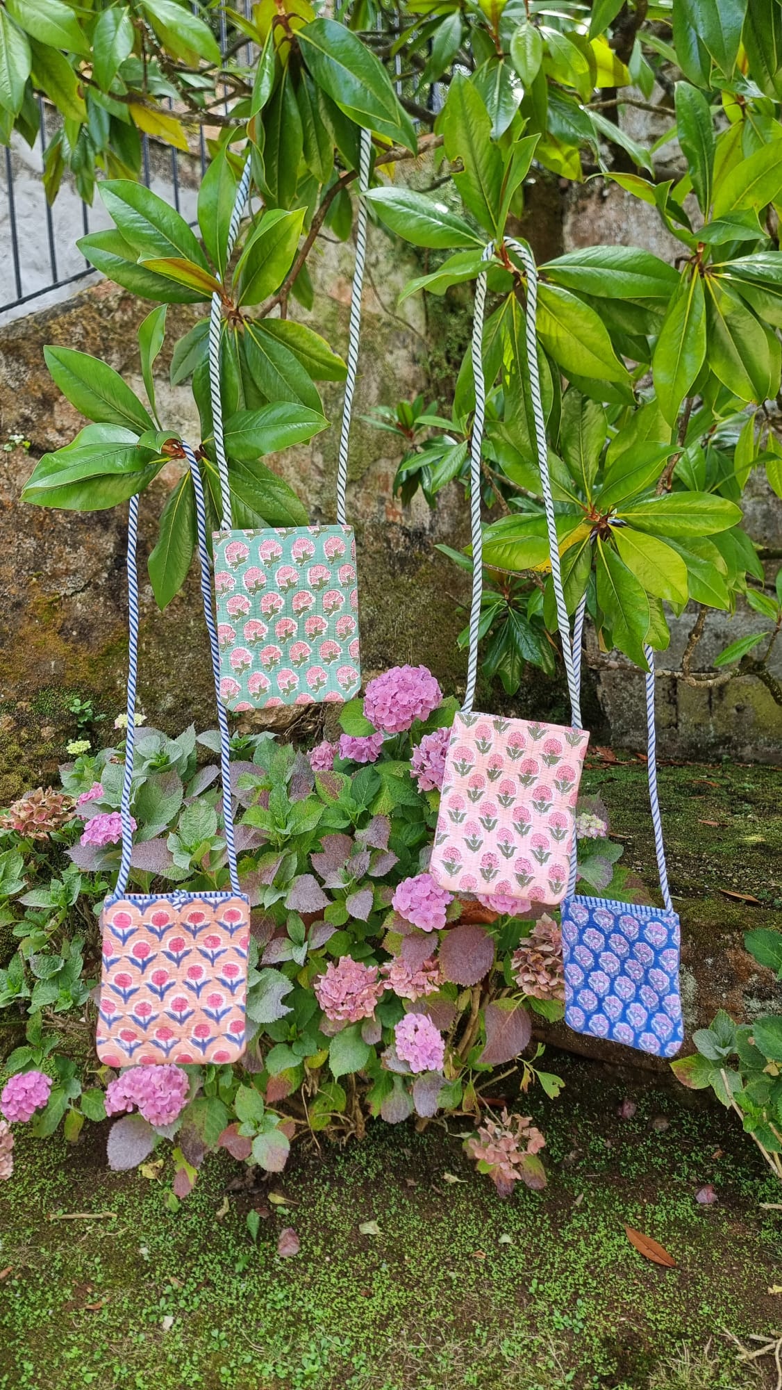 Bolso bandolera - Verde y rosa