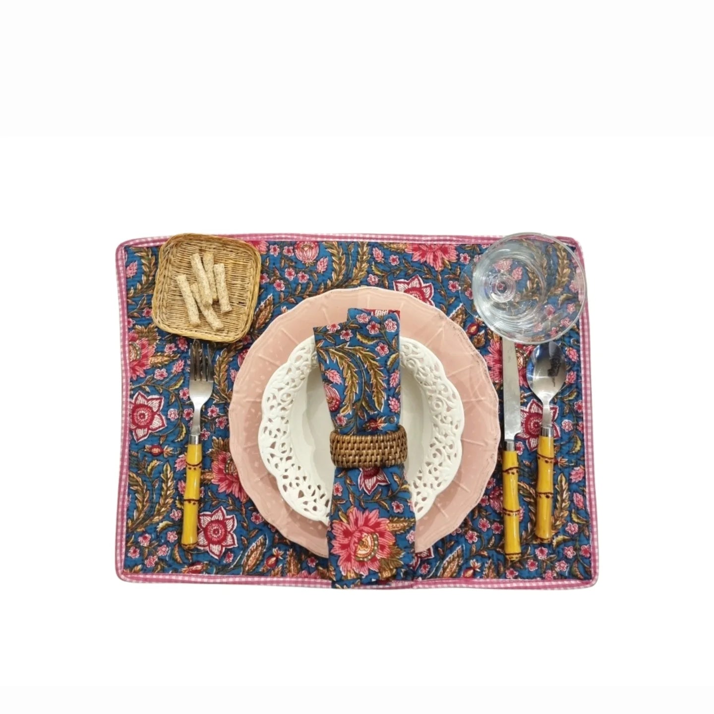 Individual reversible - Azul de flores