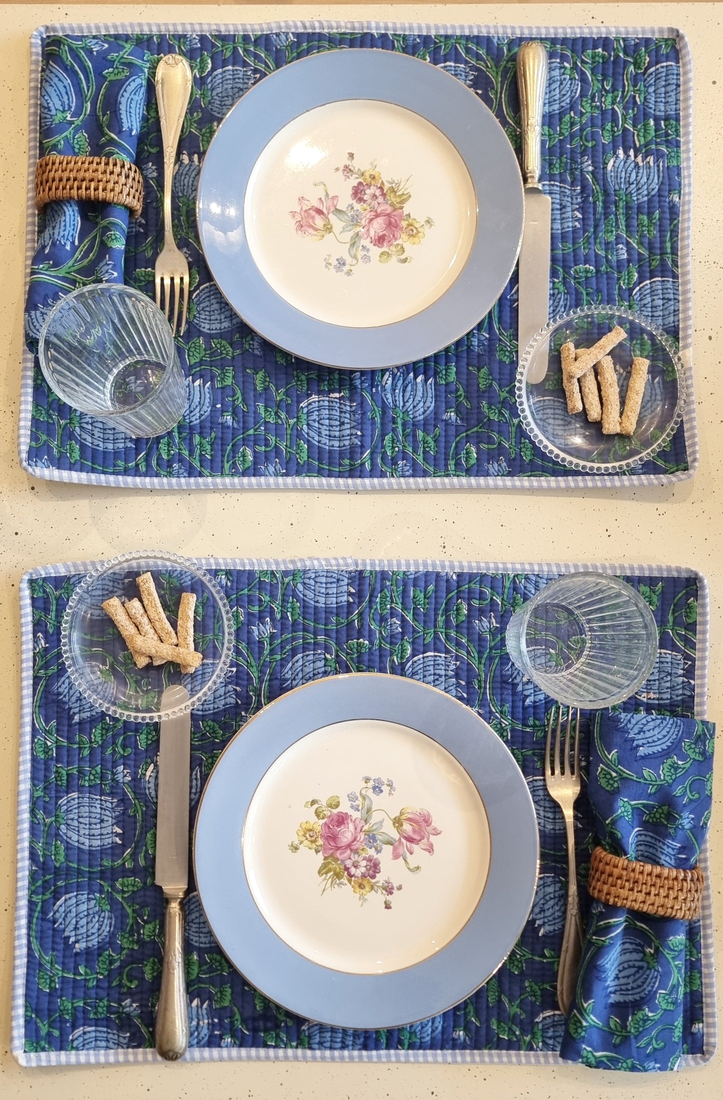 Pack 2 individuales reversibles - Azules