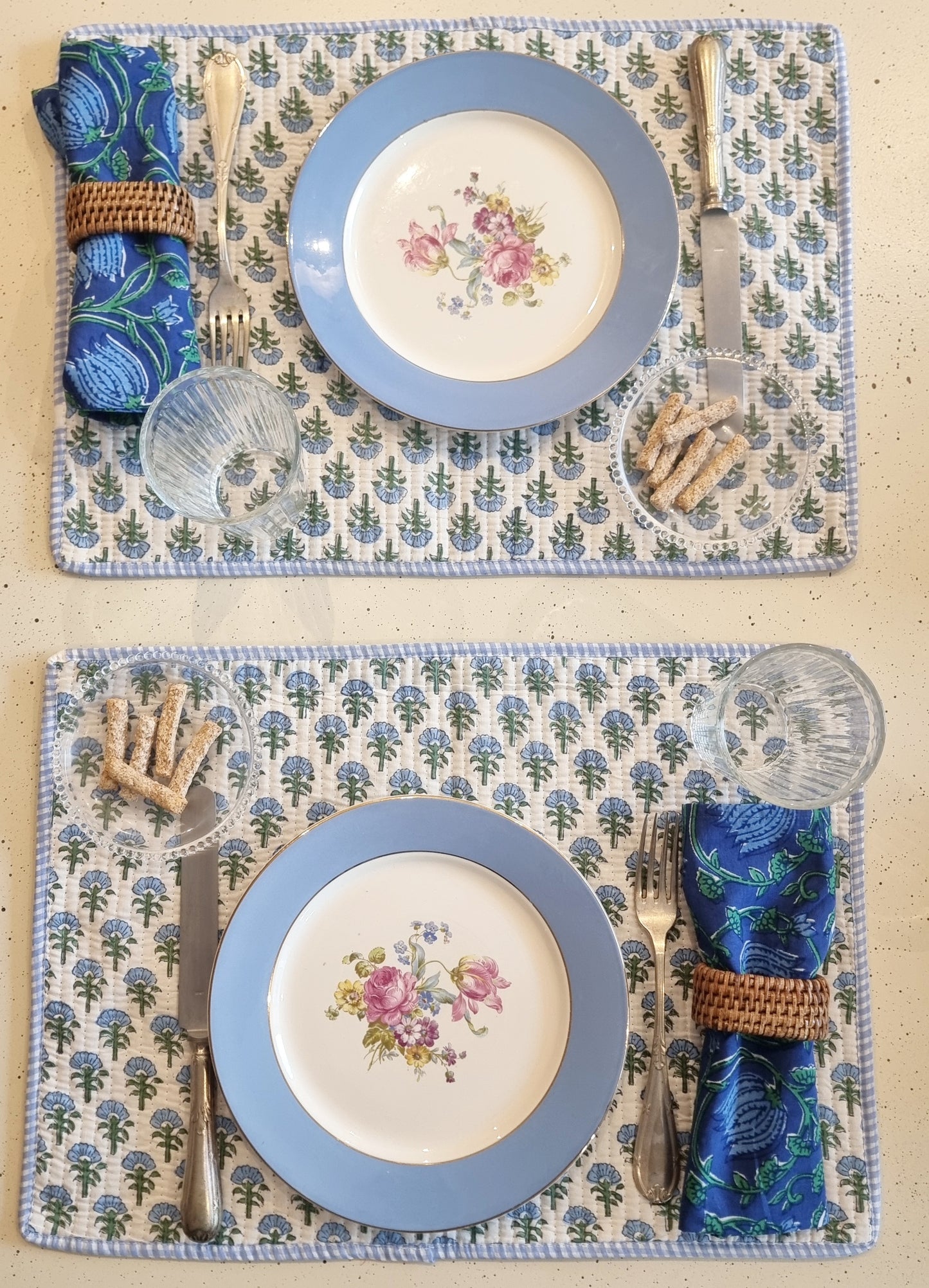 Pack 2 individuales reversibles - Azules