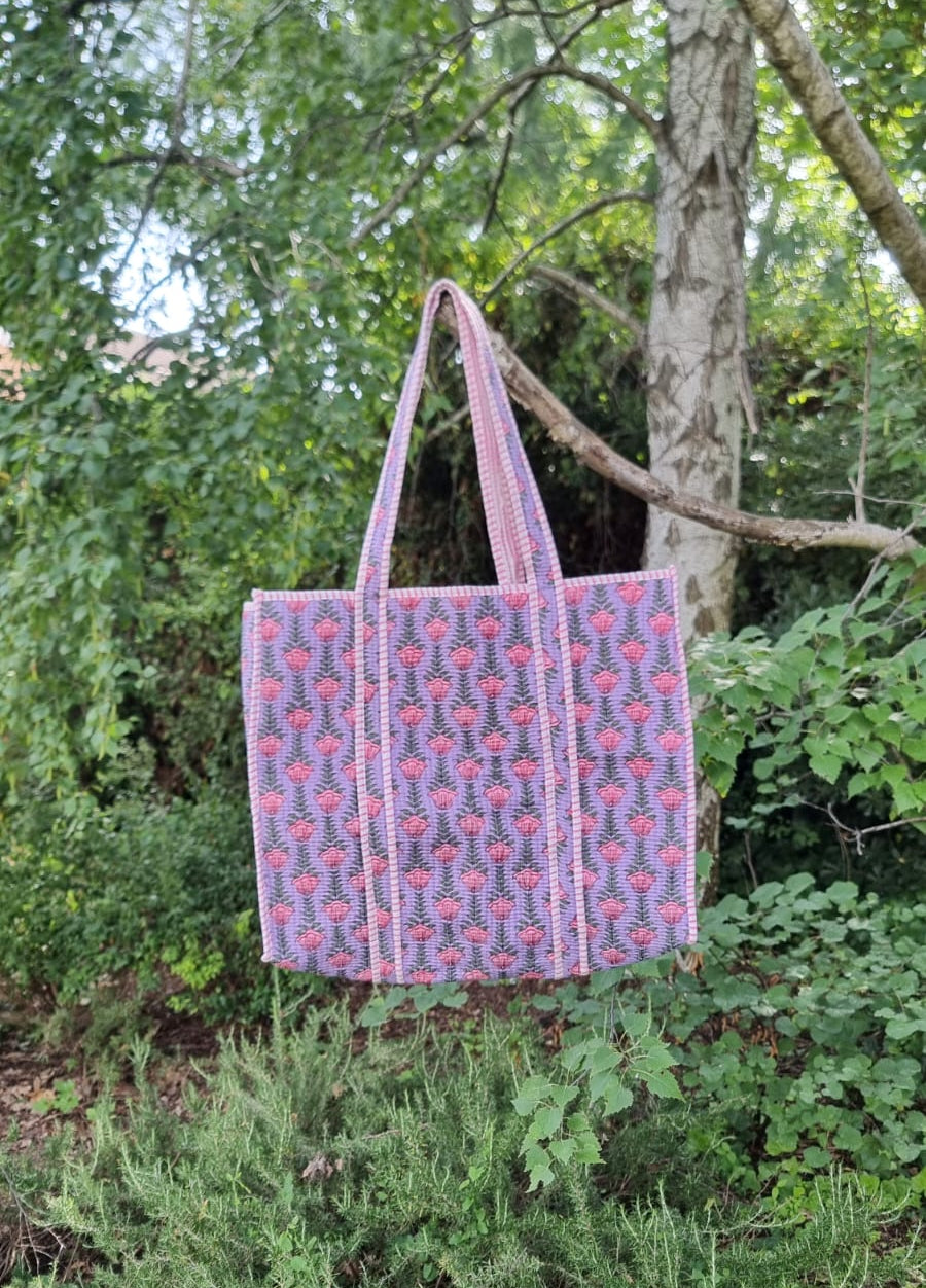 Tote Bag - Tulipanes malva y rosa