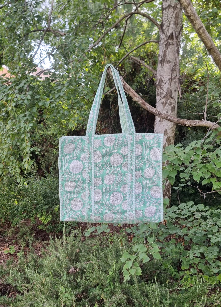 Tote bag - Floral turquesa