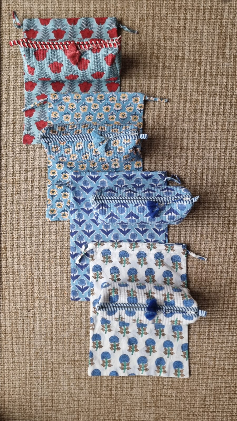 Bolsa de tela grande - Azul claro flor azul