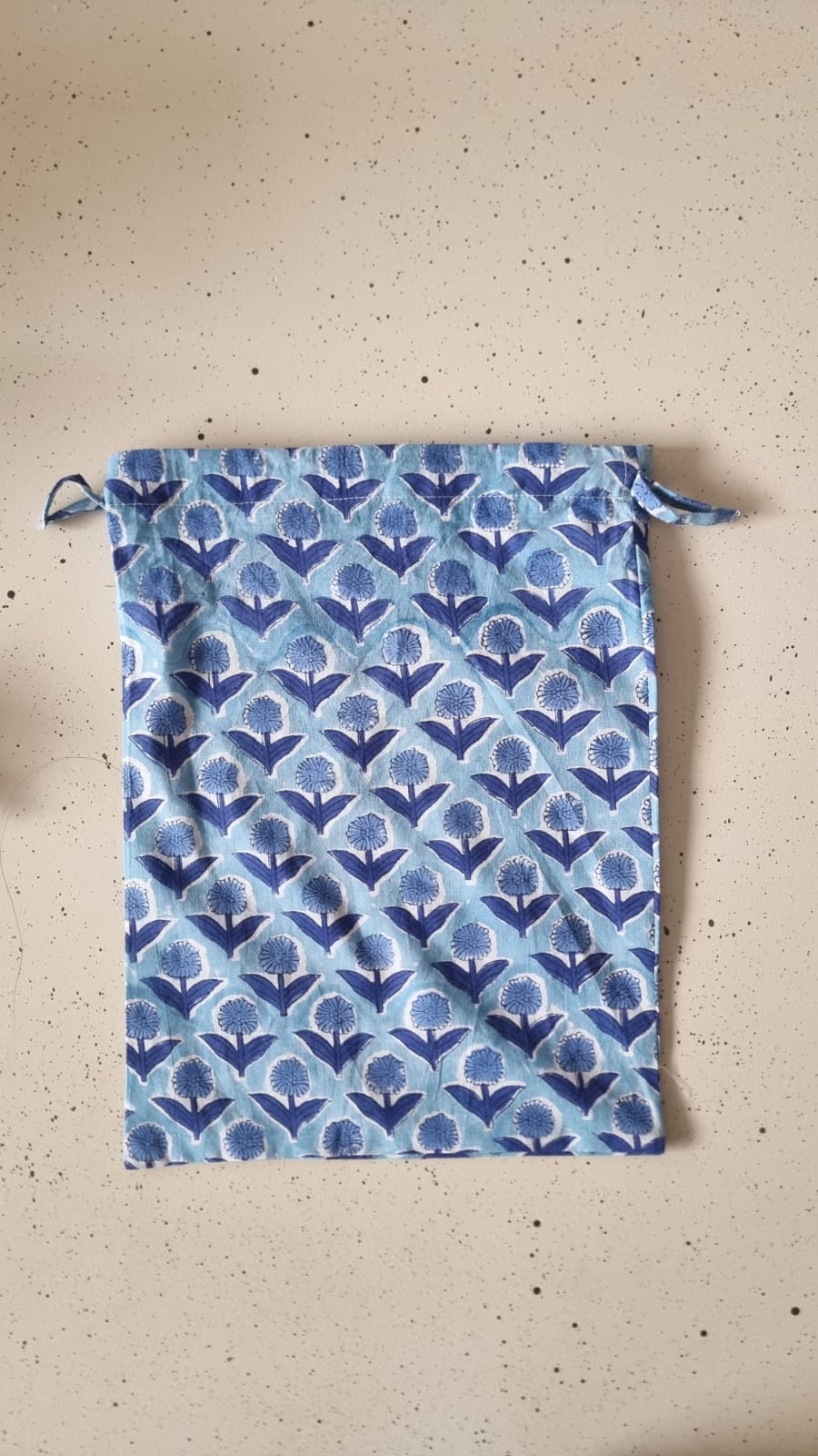 Bolsa de tela grande - Azul claro flor azul