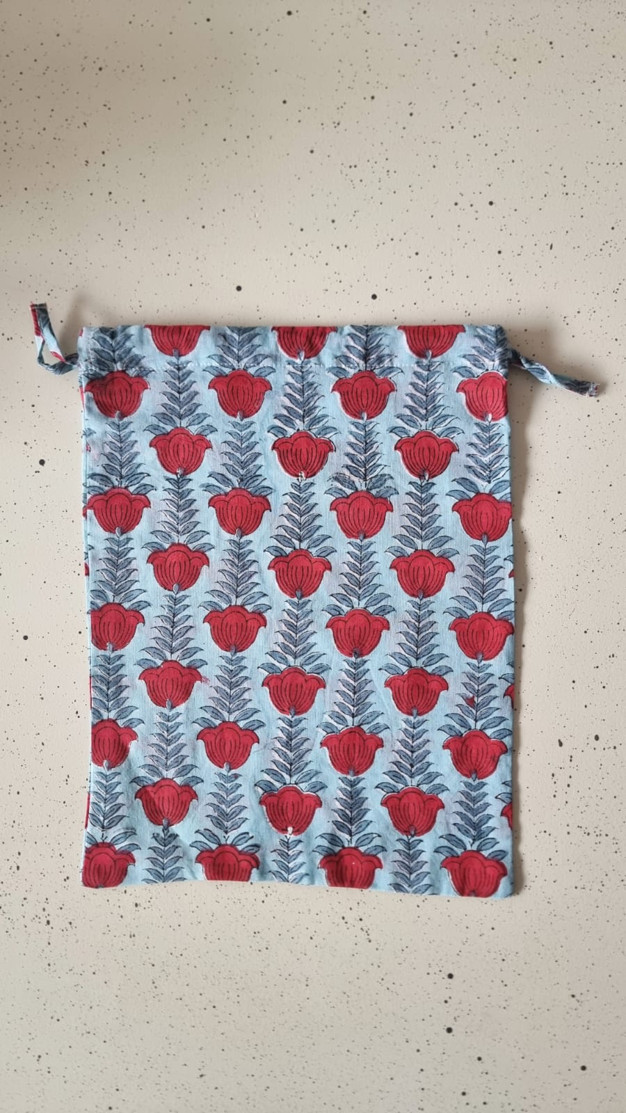 Bolsa de tela grande - Azul flor roja