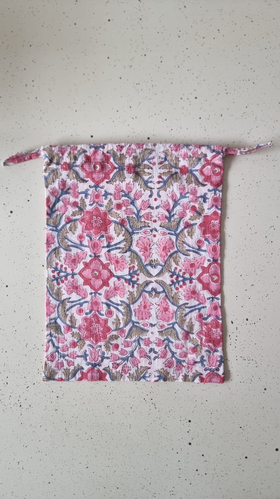 Bolsa de tela grande - Flores rosa y coral