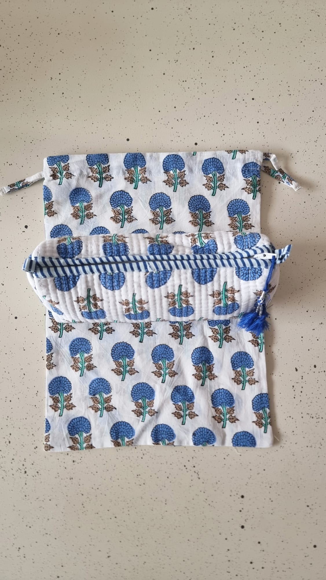 Bolsa de tela grande - Blanca flor azul