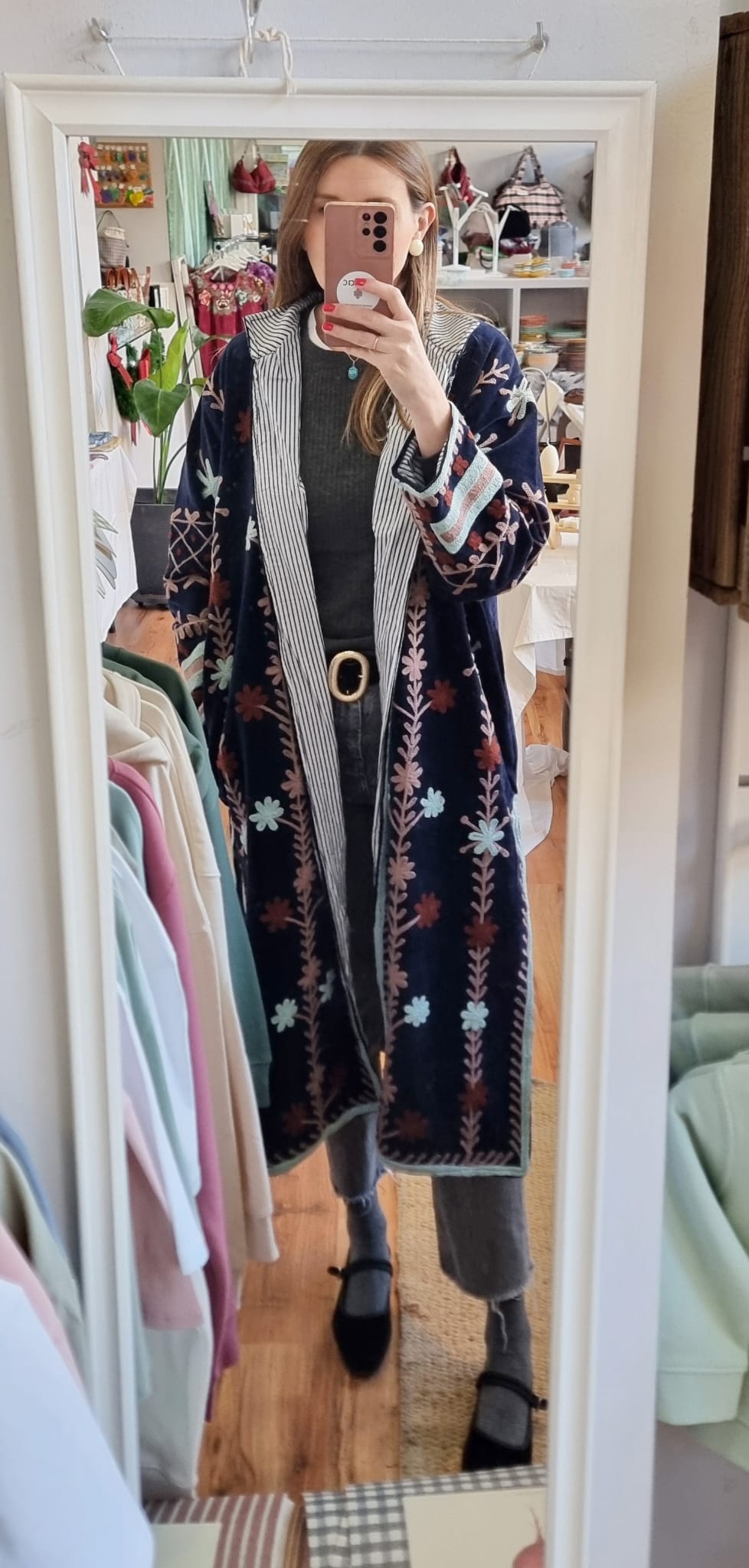 Kimono de terciopelo azul marino