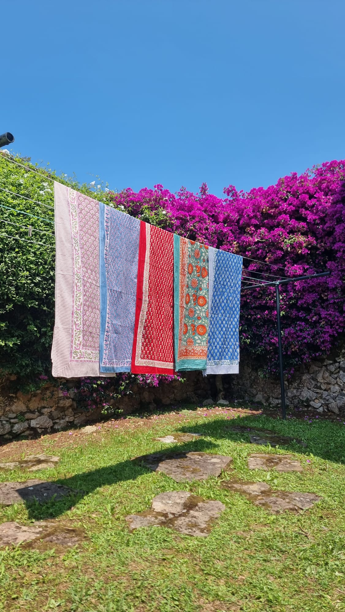 Pareo azul y rosa