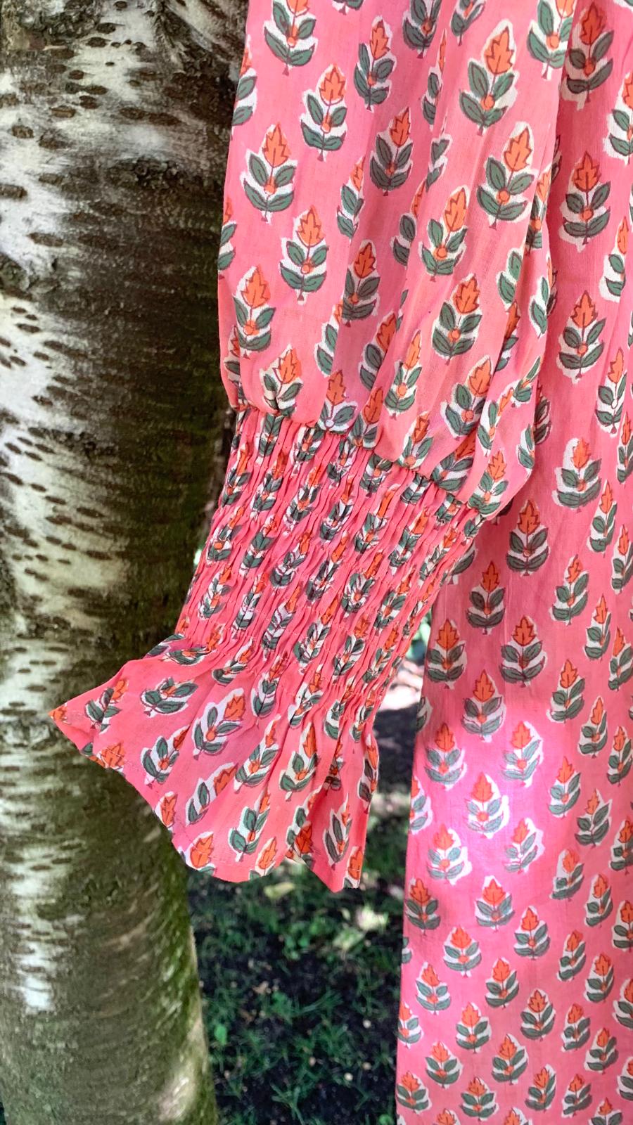 Vestido flores coral