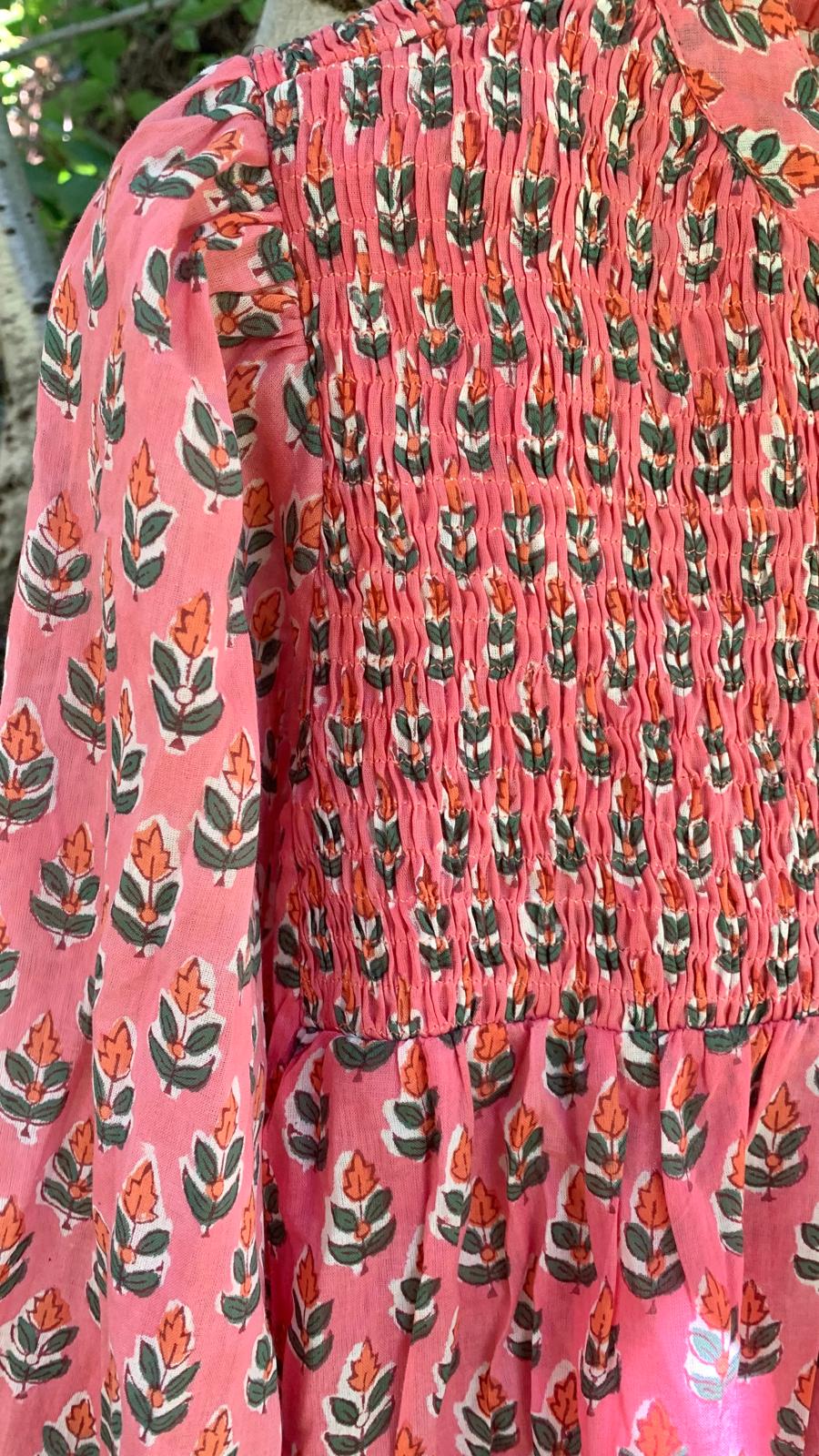Vestido flores coral