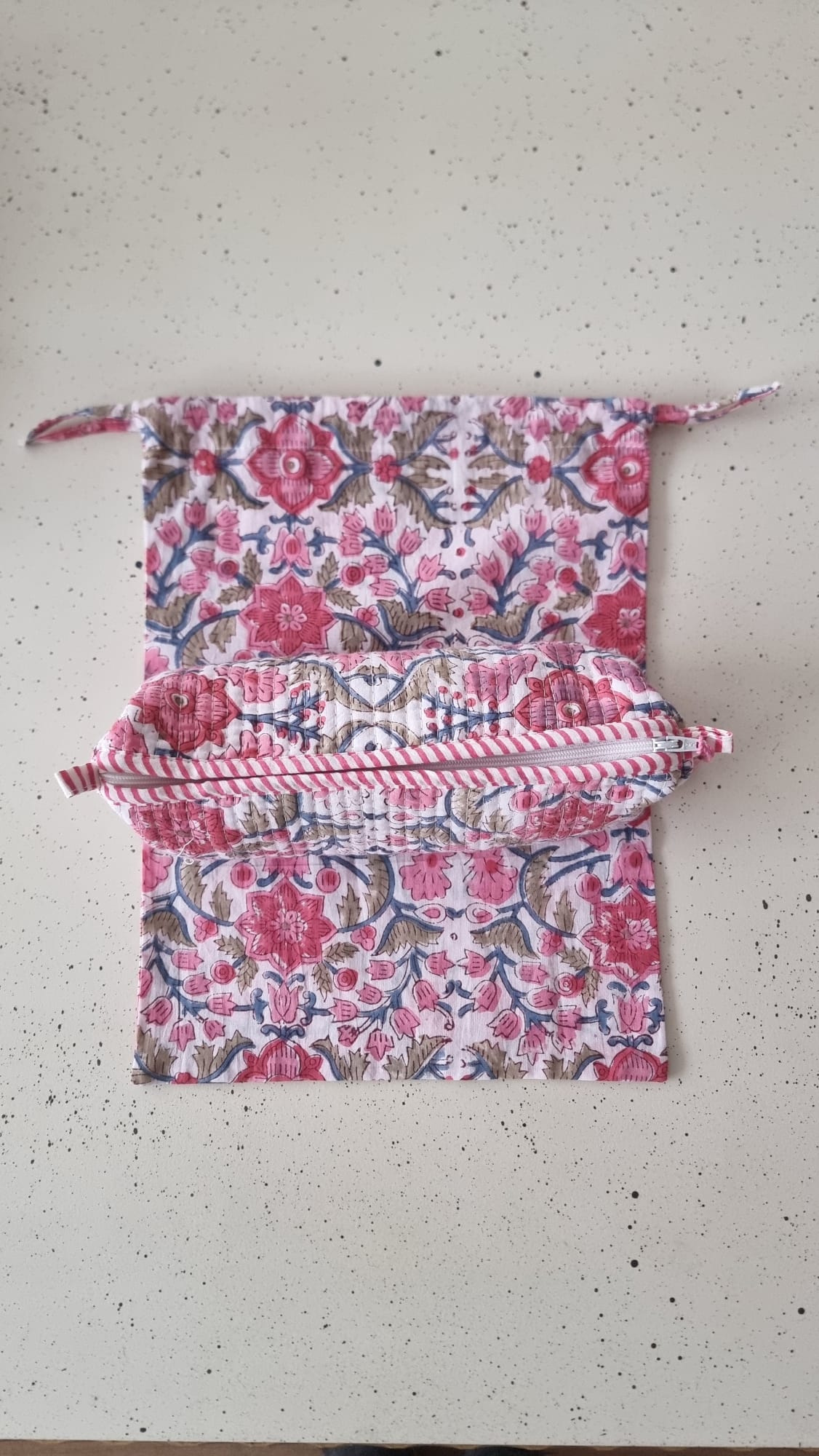 Bolsa de tela grande - Flores rosa y coral