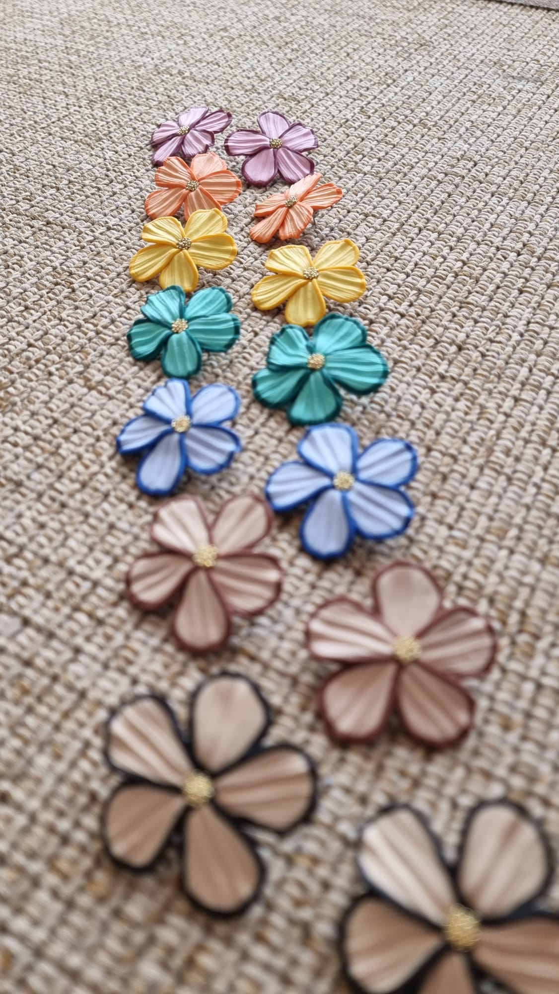 Pendientes FLOR azules + Bolsita de tela