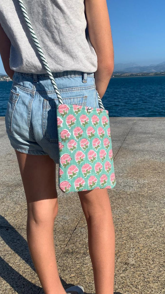 Bolso bandolera - Verde y rosa